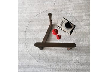 Sabani Sofabord 80 cm Rundt Svarvade Ben - Glass/Valnøttbrun - Møbler - Bord - Sofabord & salongbord