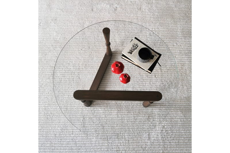 Sabani Sofabord 80 cm Rundt Svarvade Ben - Glass/Valnøttbrun - Møbler - Bord - Sofabord & salongbord