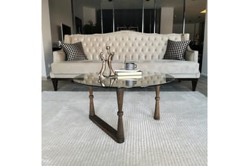 Sabani Sofabord 80 cm Rundt Svarvade Ben - Glass/Valnøttbrun - Møbler - Bord - Sofabord & salongbord