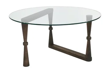 Sabani Sofabord 80 cm Rundt Svarvade Ben - Glass/Valnøttbrun - Møbler - Bord - Sofabord & salongbord