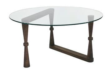 Sabani Sofabord 80 cm Rundt Svarvade Ben - Glass/Valnøttbrun - Møbler - Bord - Sofabord & salongbord