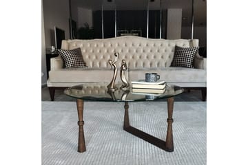 Sabani Sofabord 80 cm Rundt Svarvade Ben - Glass/Valnøttbrun - Møbler - Bord - Sofabord & salongbord