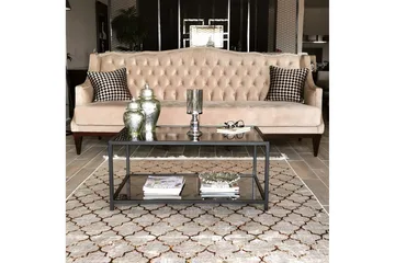 Sabani Sofabord 90 cm med Oppbevaring Hylle - Glass/Røykfarget/Svart - Møbler - Bord - Sofabord & salongbord