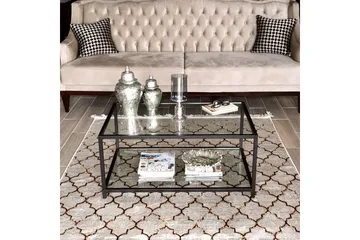 Sabani Sofabord 90 cm med Oppbevaring Hylle - Glass/Svart - Møbler - Bord - Sofabord & salongbord