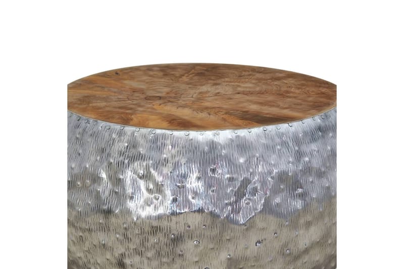Salongbord aluminium teak 60x60x30 cm - Sølv - Sofabord & salongbord