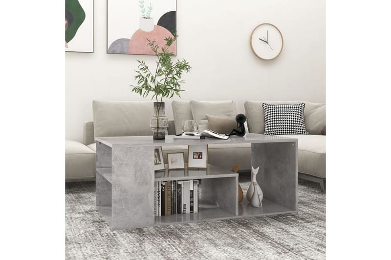 Salongbord betonggrå 100x50x40 cm sponplate - Grå - Sofabord & salongbord