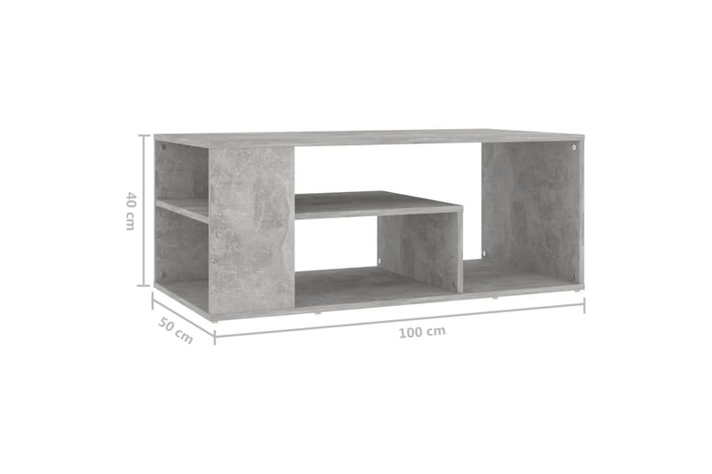 Salongbord betonggrå 100x50x40 cm sponplate - Grå - Sofabord & salongbord
