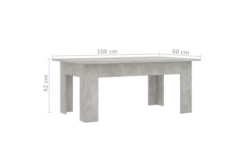 Salongbord betonggrå 100x60x42 cm sponplate - Sofabord & salongbord