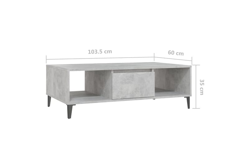 Salongbord betonggrå 103,5x60x35 cm sponplate - Grå - Sofabord & salongbord