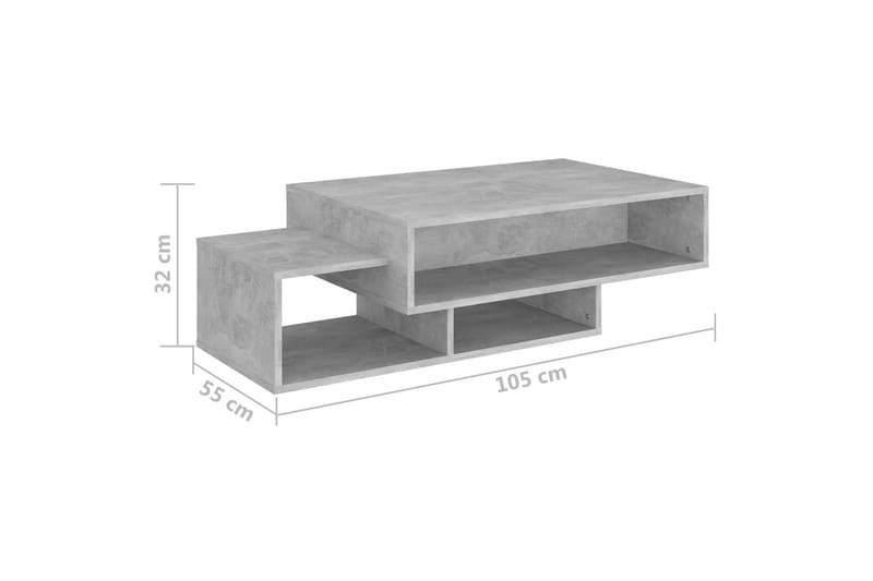 Salongbord betonggrå 105x55x32 cm sponplate - Grå - Sofabord & salongbord