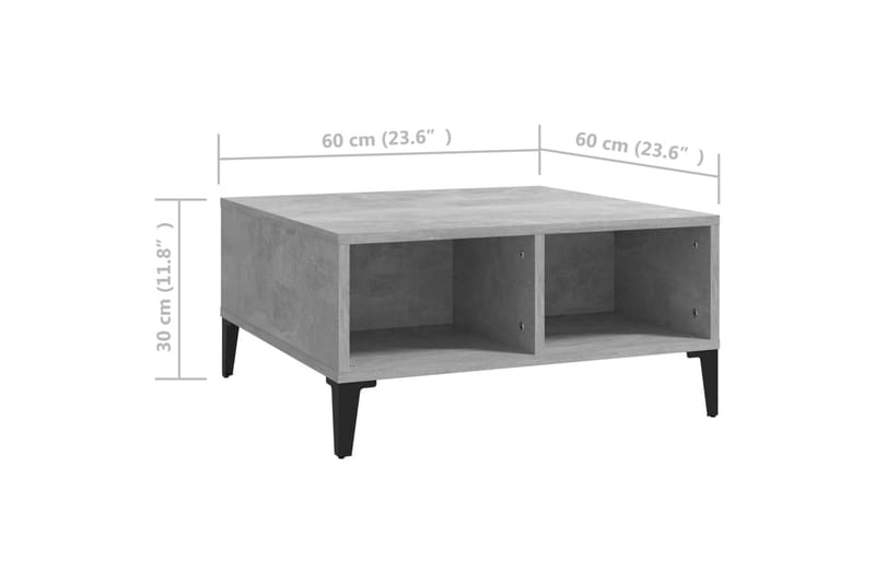 Salongbord betonggrå 60x60x30 cm sponplate - Grå - Sofabord & salongbord