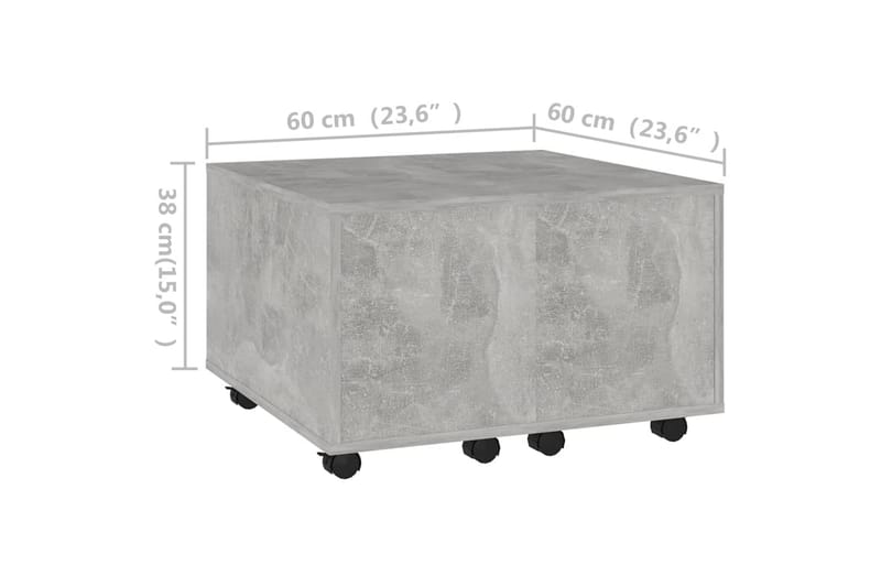 Salongbord betonggrå 60x60x38 cm sponplate - Grå - Sofabord & salongbord