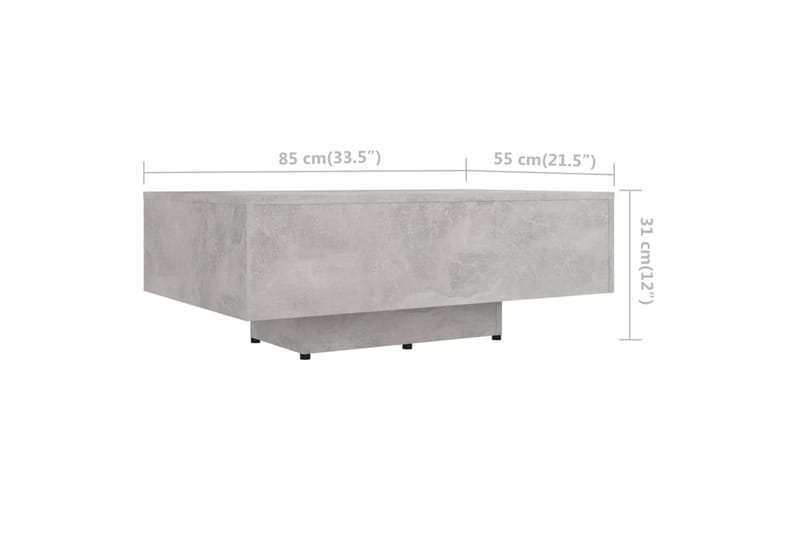 Salongbord betonggrå 85x55x31 cm sponplate - Grå - Sofabord & salongbord
