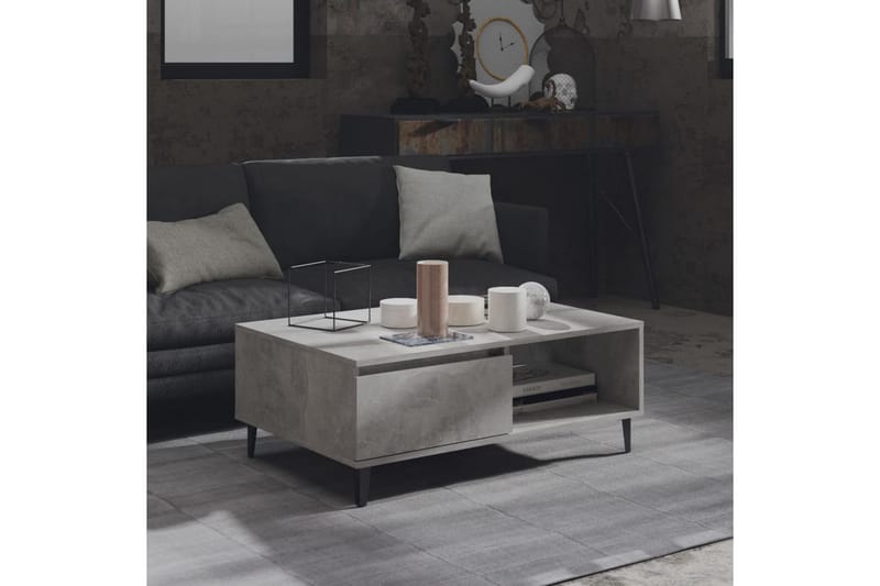 Salongbord betonggrå 90x60x35 cm sponplate - Grå - Sofabord & salongbord