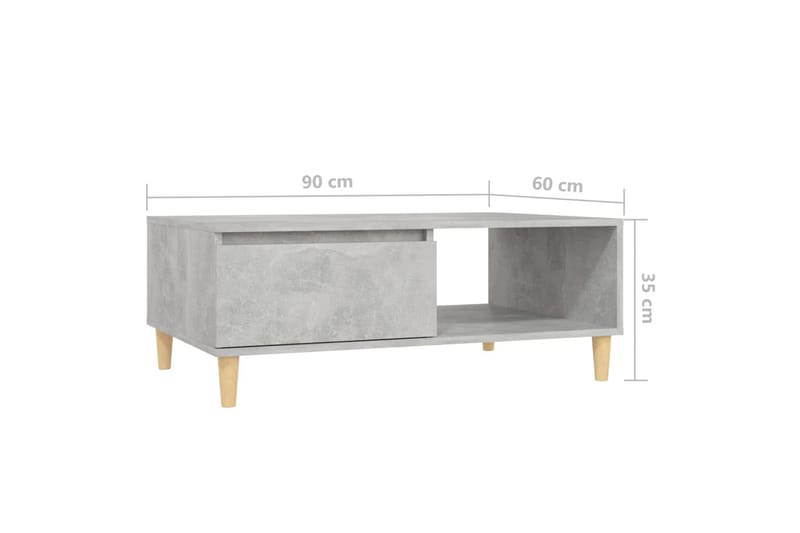 Salongbord betonggrå 90x60x35 cm sponplate - Grå - Sofabord & salongbord