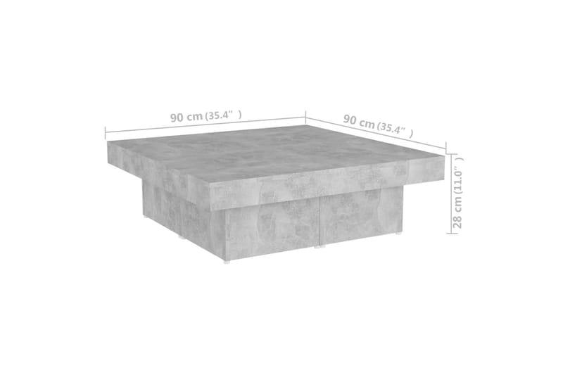 Salongbord betonggrå 90x90x28 cm sponplate - Grå - Sofabord & salongbord