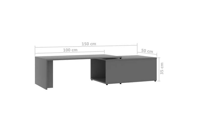 Salongbord grå 150x50x35 cm sponplate - Grå - Sofabord & salongbord
