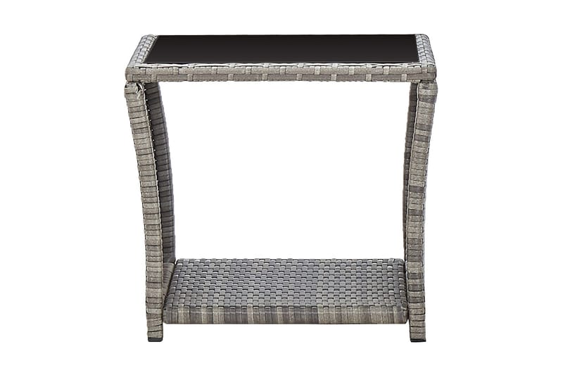 Salongbord grå 45x45x40 cm polyrotting og glass - Grå - Sofabord & salongbord