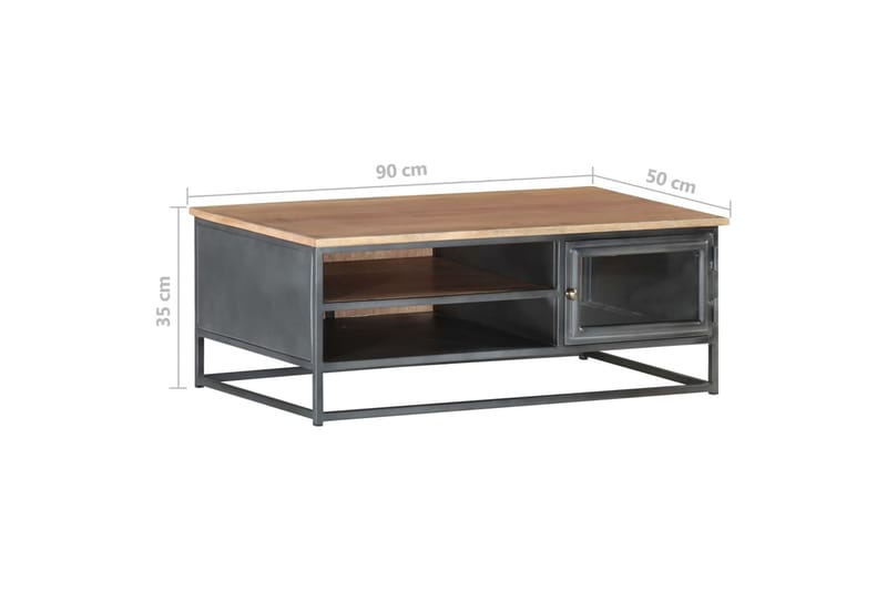 Salongbord grå 90x50x35 cm heltre akasie - Grå - Sofabord & salongbord