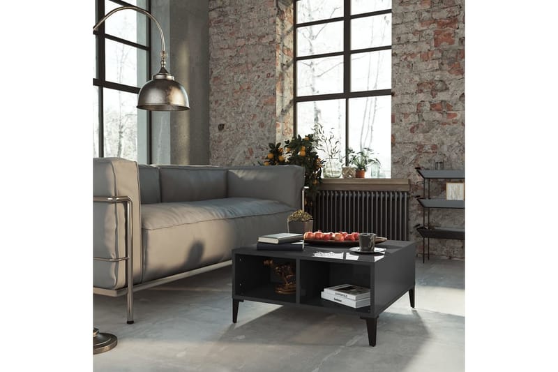 Salongbord høyglans grå 60x60x30 cm sponplate - Grå - Sofabord & salongbord