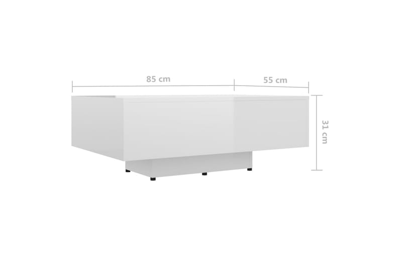 Salongbord høyglans hvit 85x55x31 cm sponplate - Hvit - Sofabord & salongbord