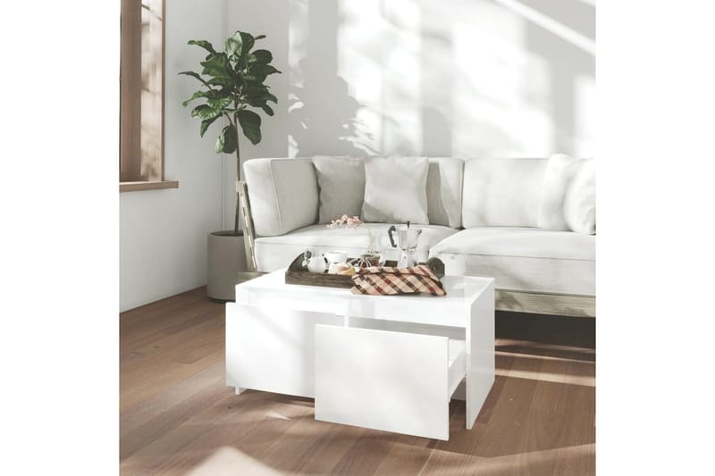 Salongbord høyglans hvit 90x50x41,5 cm sponplate - Hvit - Sofabord & salongbord