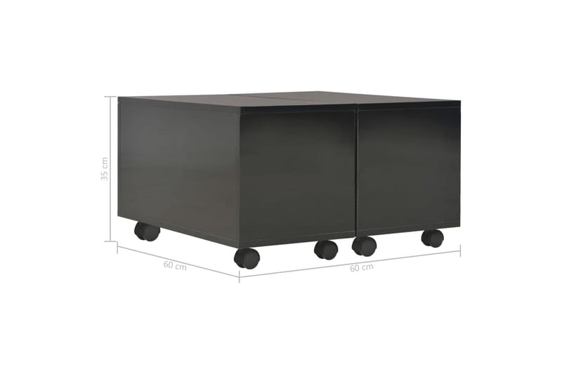 Salongbord høyglans svart 60x60x35 cm sponplate - Sofabord & salongbord