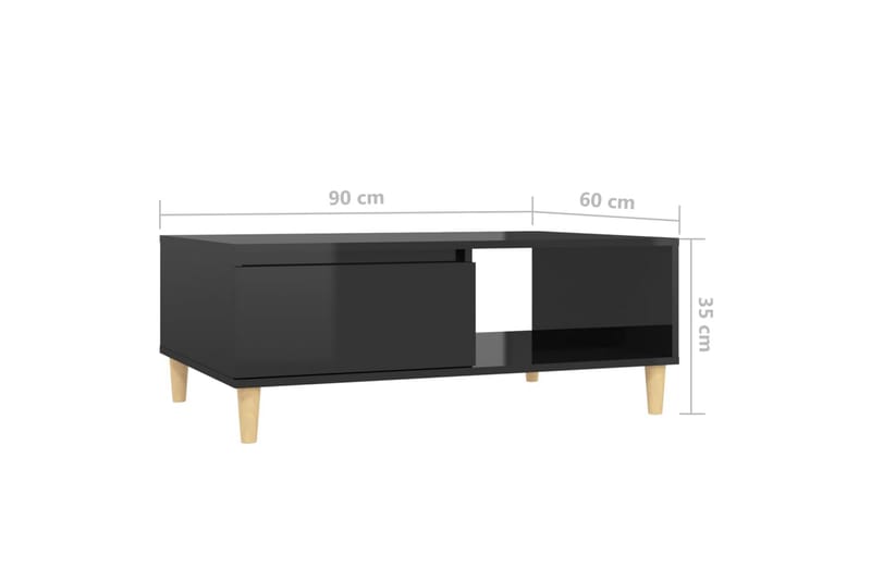 Salongbord høyglans svart 90x60x35 cm sponplate - Svart - Sofabord & salongbord