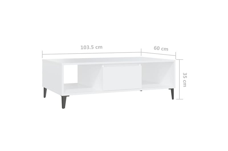 Salongbord hvit 103,5x60x35 cm sponplate - Hvit - Sofabord & salongbord