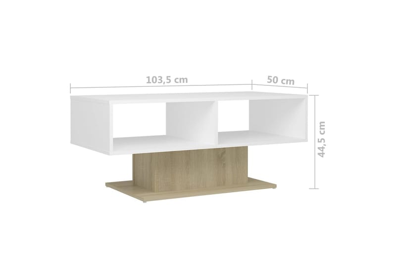Salongbord hvit og sonoma eik 103,5x50x44,5 cm sponplate - Beige - Sofabord & salongbord