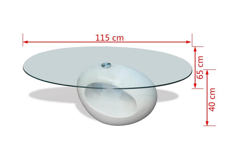 Salongbord med oval glassflate høyglans hvit - Hvit - Sofabord & salongbord