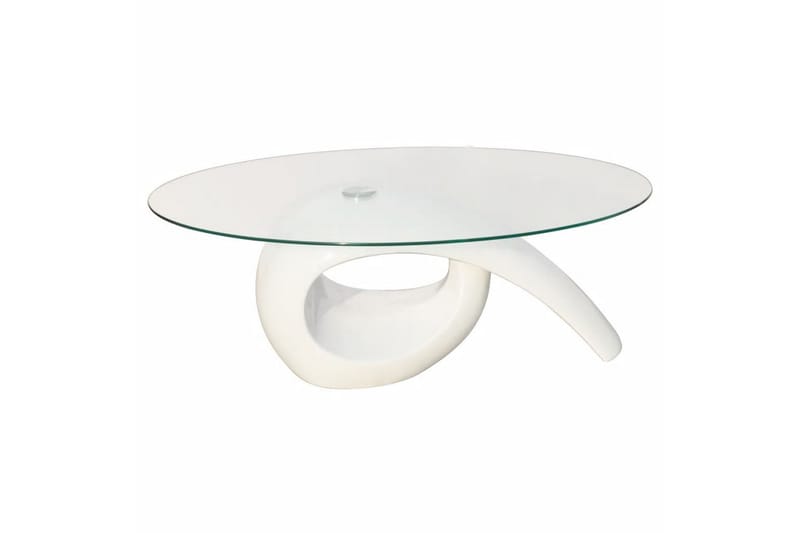 Salongbord med oval glassflate høyglans hvit - Hvit - Sofabord & salongbord