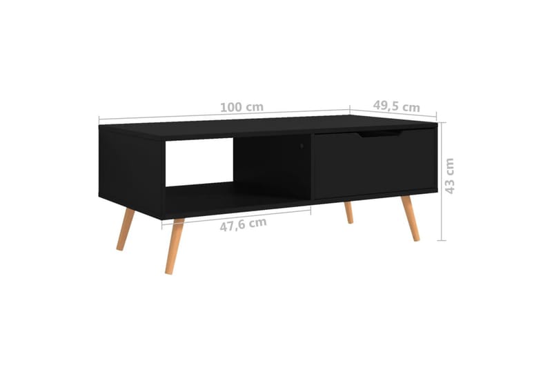 Salongbord svart 100x49,5x43 cm sponplate - Svart - Sofabord & salongbord