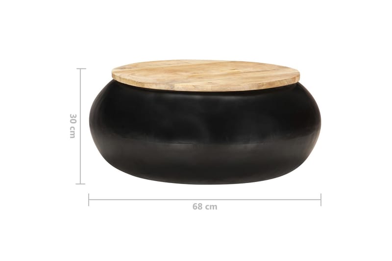 Salongbord svart 68x68x30 cm heltre mango - Svart - Sofabord & salongbord