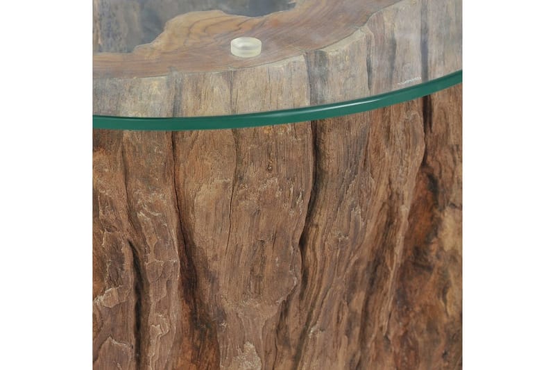 Salongbord teak glass 50x40 cm - Brun - Sofabord & salongbord