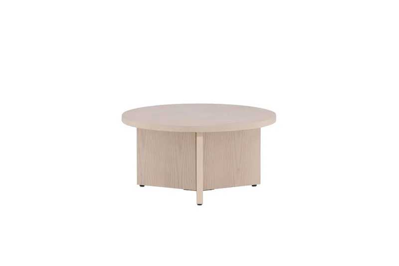 Saltö Rundt Sofabord 85 cm med Krysseben i Tre, Beige