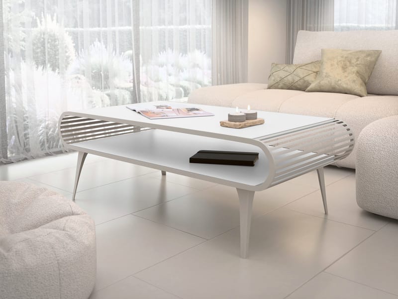 Salvaris Sofabord 120 cm - Beige med hvit bordplate - Møbler - Bord - Sofabord & salongbord - Sofabord med oppbevaring