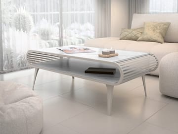 Salvaris Sofabord 120 cm - Beige med hvit marmorlook - Møbler - Bord - Sofabord & salongbord - Sofabord med oppbevaring