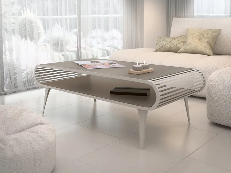 Salvaris Sofabord 120 cm - Beige med lysebrun bordplate - Møbler - Bord - Sofabord & salongbord - Sofabord med oppbevaring