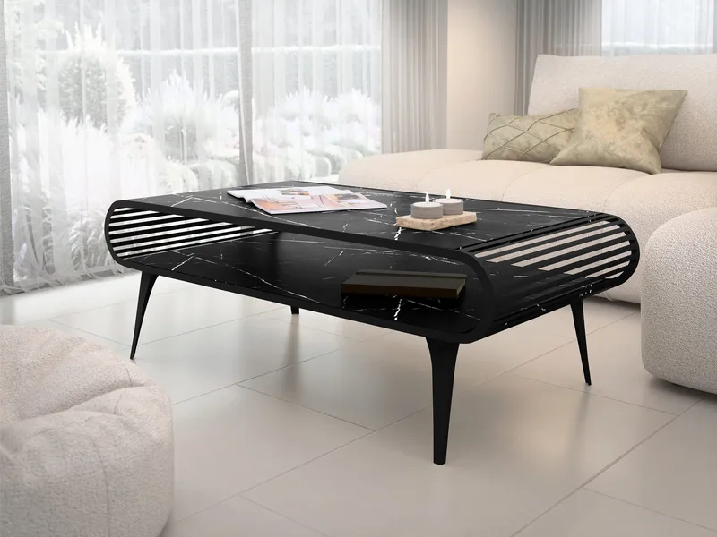 Salvaris Sofabord 120 cm - Svart marmor - Møbler - Bord - Sofabord & salongbord - Sofabord med oppbevaring