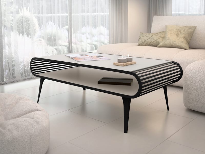 Salvaris Sofabord 120 cm - Svart med beige bordplate - Møbler - Bord - Sofabord & salongbord - Sofabord med oppbevaring