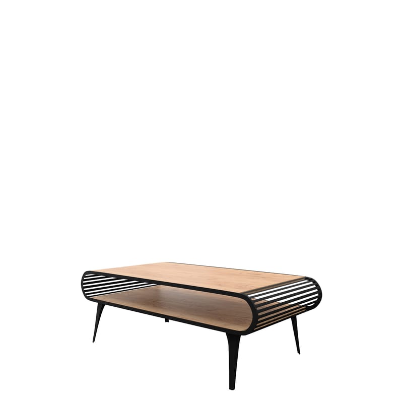 Salvaris Sofabord 120 cm, Svart med bordplate i naturlig trelook