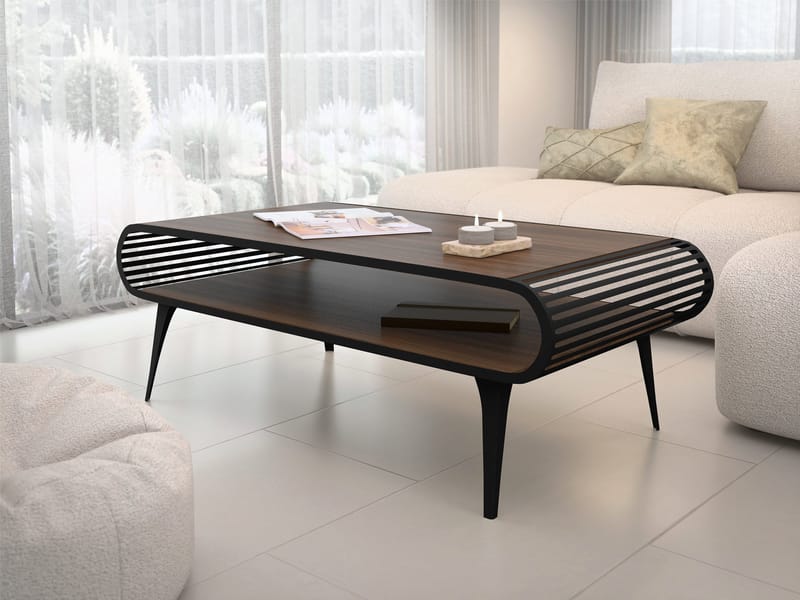 Salvaris Sofabord 120 cm - Svart med brun bordplate - Møbler - Bord - Sofabord & salongbord - Sofabord med oppbevaring