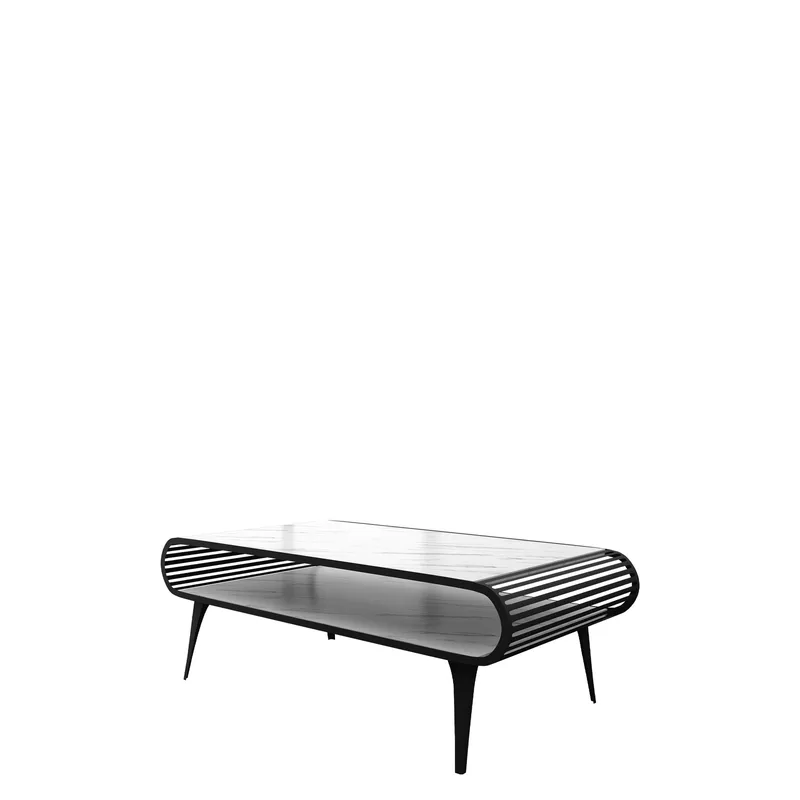 Salvaris Sofabord 120 cm, Svart med hvit marmorlook