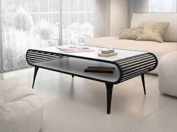 Salvaris Sofabord 120 cm - Svart med hvit marmorlook - Møbler - Bord - Sofabord & salongbord - Sofabord med oppbevaring