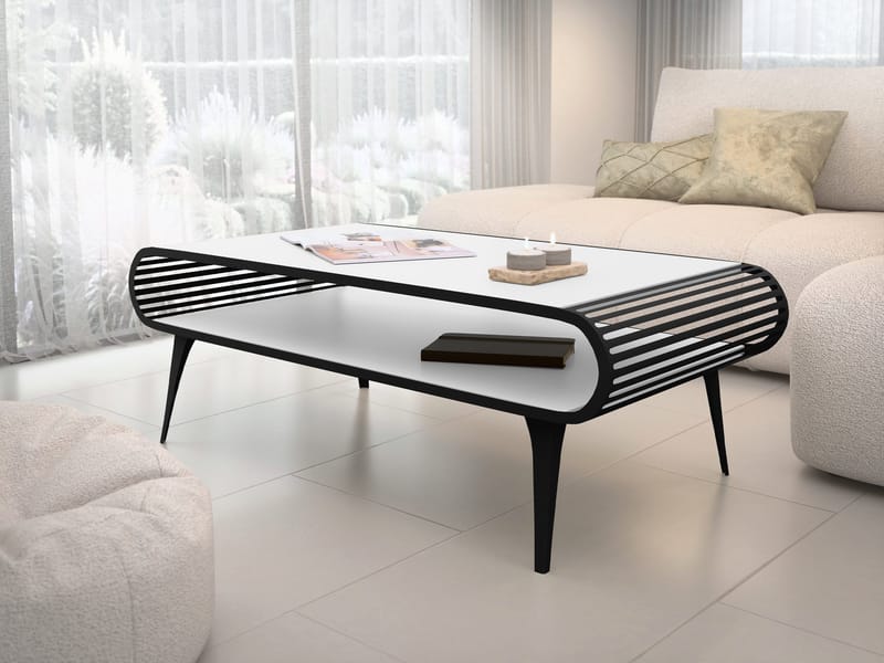 Salvaris Sofabord 120 cm - Svart og hvit - Møbler - Bord - Sofabord & salongbord - Sofabord med oppbevaring