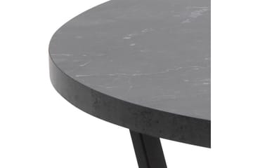 Sansi 77 cm Rundt Sofabord i Tre med Marmormønster - Sort - Møbler - Bord - Marmorbord