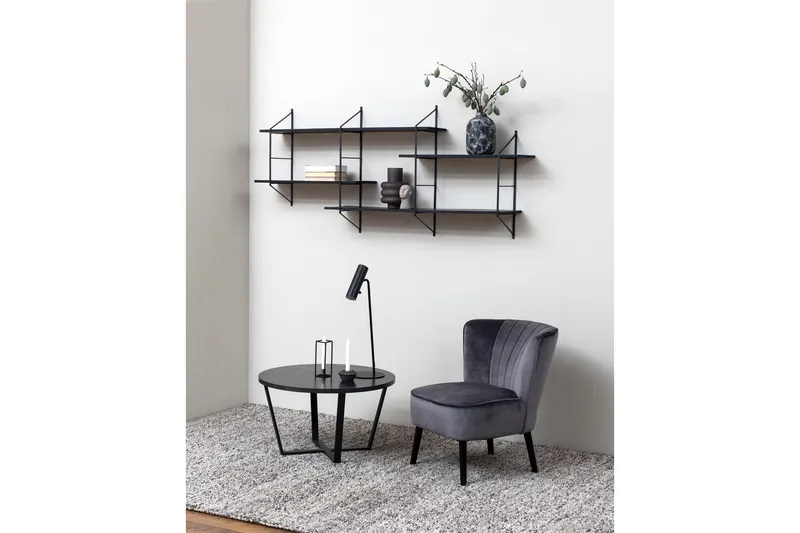 Sansi 77 cm Rundt Sofabord i Tre med Marmormønster - Sort - Møbler - Bord - Marmorbord