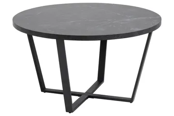 Sansi 77 cm Rundt Sofabord i Tre med Marmormønster - Sort - Møbler - Bord - Marmorbord