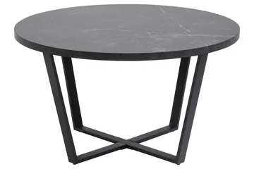 Sansi 77 cm Rundt Sofabord i Tre med Marmormønster - Sort - Møbler - Bord - Marmorbord